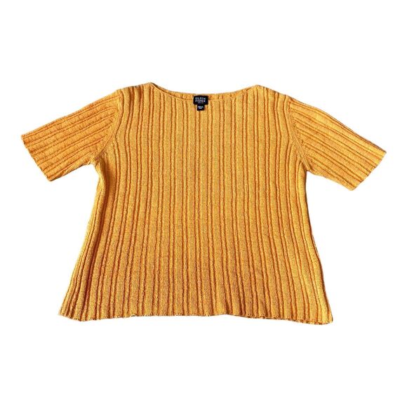 Eileen Fisher Sweaters - Eileen Fisher Vintage Orange Knit Boat Neck Mid Sleeve Sweater Size Petite M